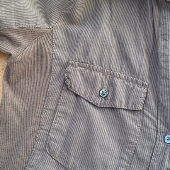 James Perse gray striped 3/4 sleeve button up xs - Picture 3 of 4